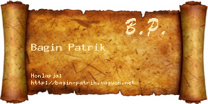 Bagin Patrik névjegykártya
